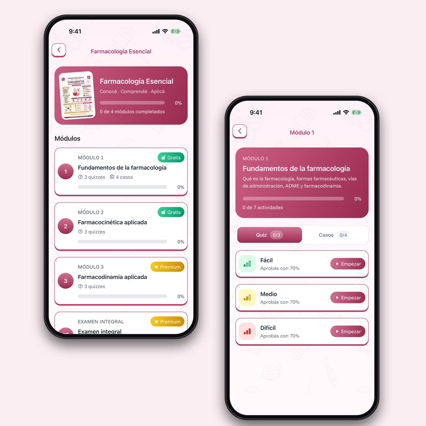 The MedDesafio app with a practice question