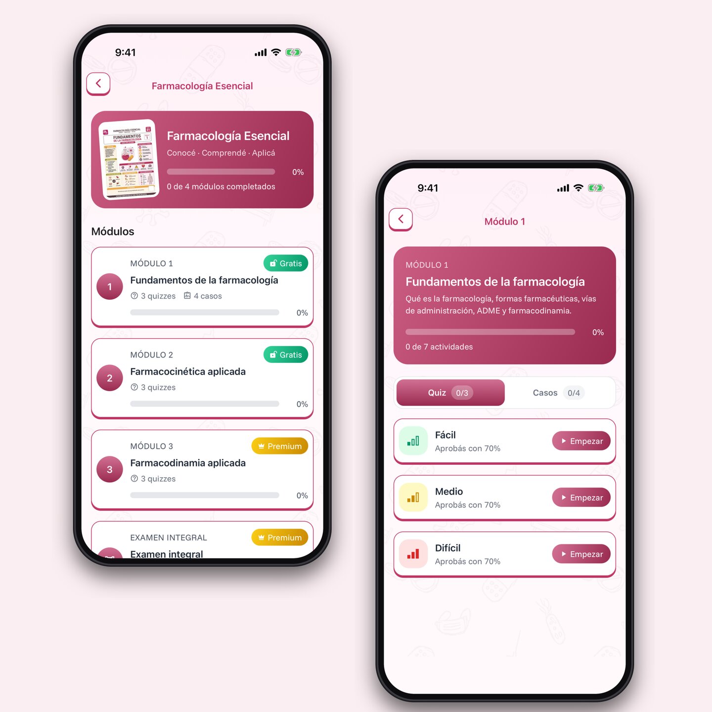 The MedDesafio app with a practice question